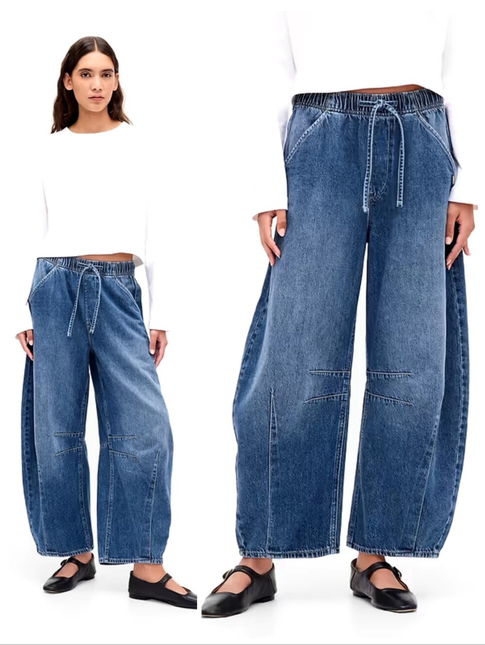 🆕️ Old Navy Mid Rise UltraSoft Easy Horseshoe Barrel Leg Jeans XS Minimalist